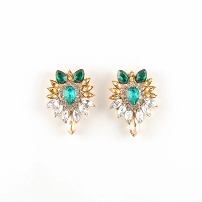 Crystal fülbevaló zöld-arany-fehér